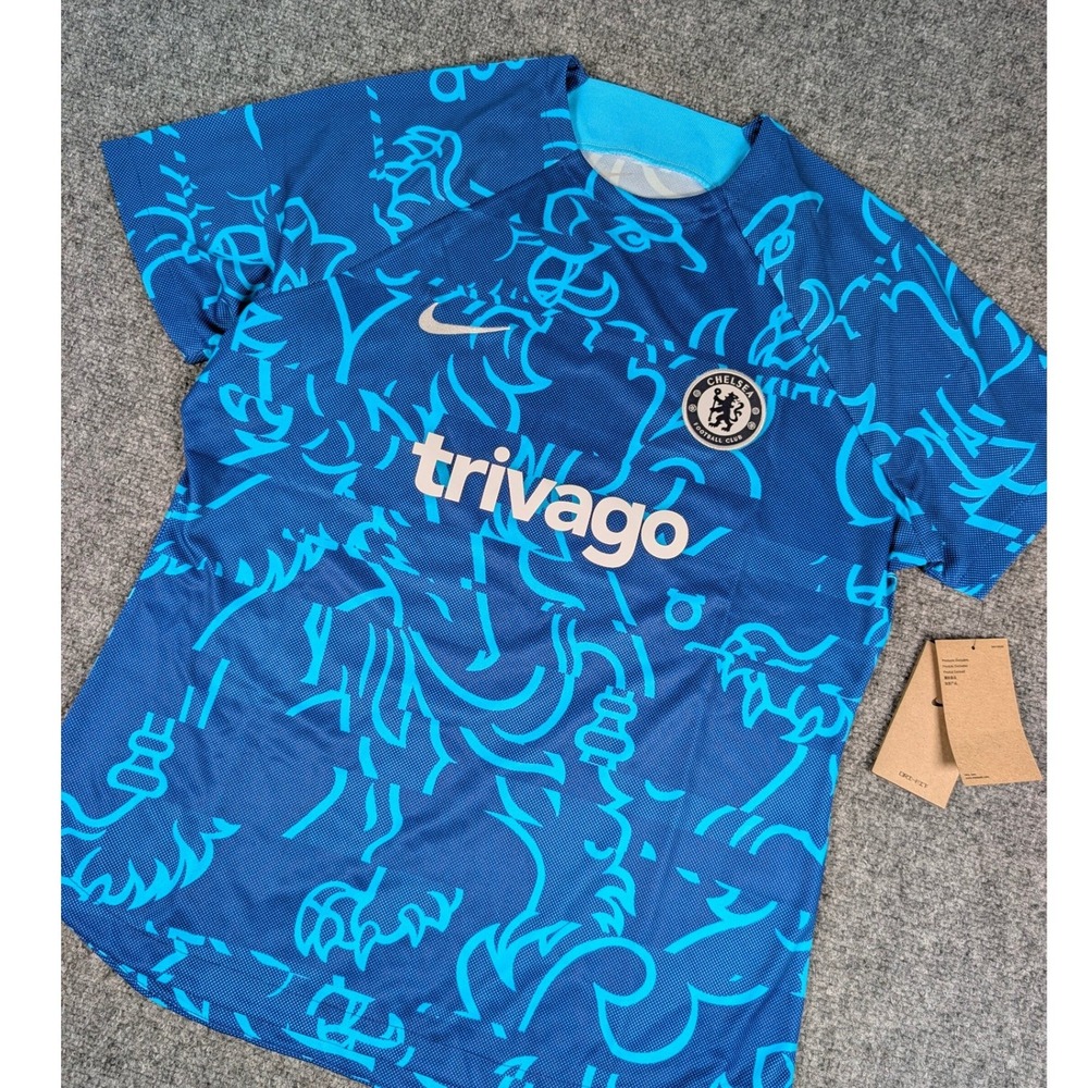 Nike Chelsea FC Training Top Womens Large Blue Dri-FIT Soccer Jersey NWT